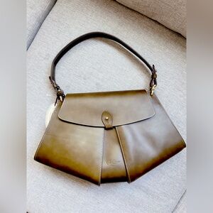 boldrini Taupe Made In Italy Leather Tulip Cut Satchel